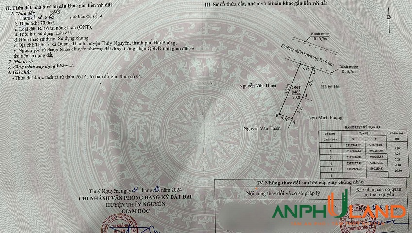 Chào bán lô đất mặt đường trải nhựa trung tâm phường Lê ích Mộc (Quảng Thanh), TP Hải Phòng