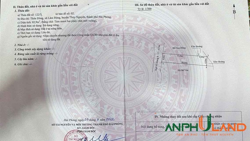 Chủ gửi bán lô đất đẹp tại Phường Thiên Hương (xã Lâm Động), TP Hải Phòng