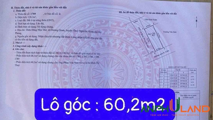 Cần bán lô đất hàng đẹp tại Phường Thủy Nguyên (xã Dương Quan), TP Hải Phòng