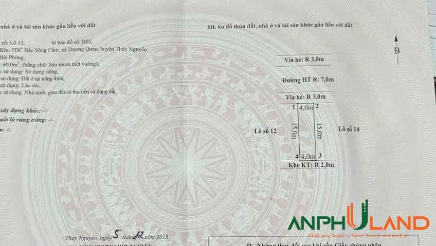 Chính chủ cần tiền gửi bán gấp lô đất khu B - Bắc Sông Cấm, Phường Thủy Nguyên, TP Hải Phòng