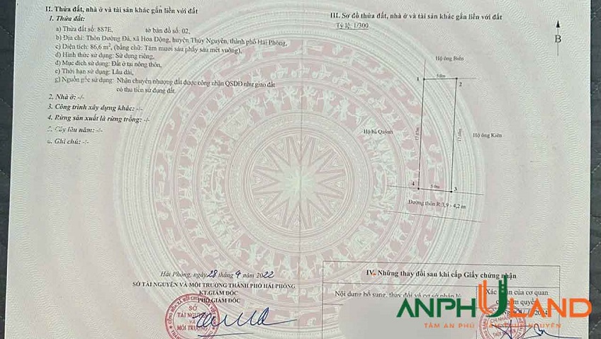 Cần bán lô đất đẹp tại Phường Thủy Nguyên (xã Hoa Động), TP Hải Phòng