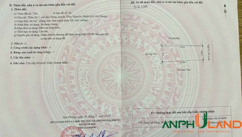 Cơ hội hiếm giá siêu mềm tại Phường Thiên Hương  (xã Lâm Động), TP Hải Phòng