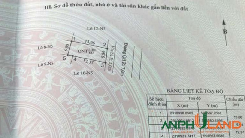 Bán lô 11-N5 khu đấu giá Bái Trong, phường Thuỷ Nguyên, TP Hải Phòng
