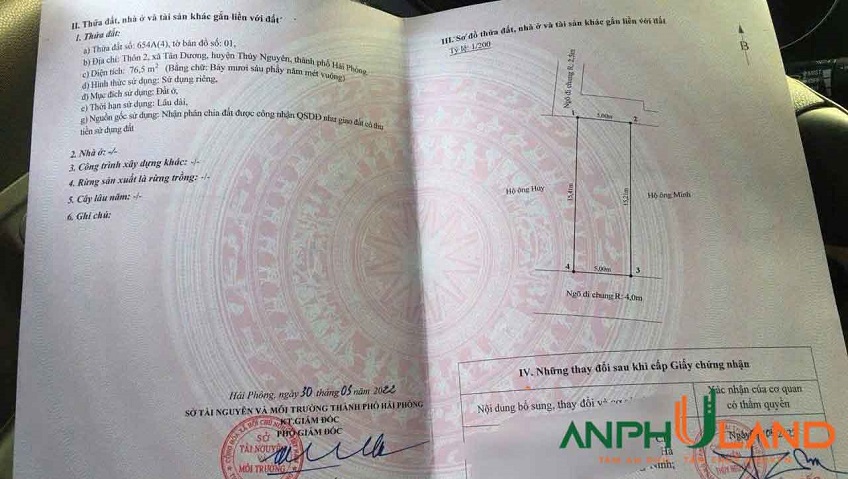 Cần bán lô đất đẹp tại Phường Thủy Nguyên (xã Tân Dương), TP Hải Phòng