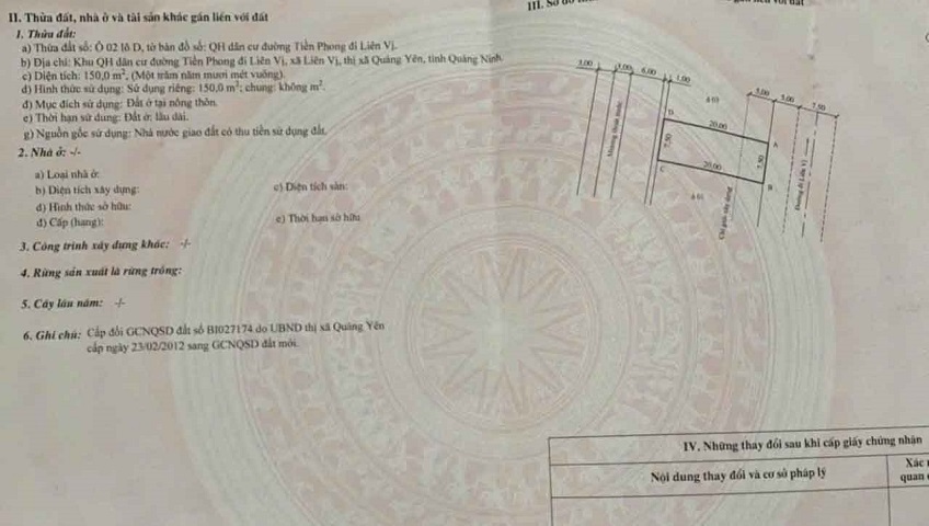 Cần bán lô đất mặt đường chính Liên Vị, Tiền Phong, Quảng Yên, Quảng Ninh