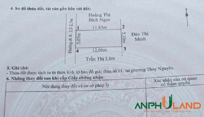 Chào bán 2 lô liền nhau tại phường Thuỷ Nguyên (Tân Dương), TP Hải Phòng 