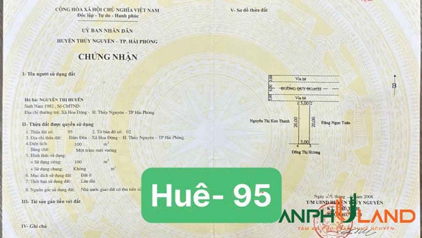 Bán lô đất chung cư Huê, TDP Đầm Đền, Phường Thủy Nguyên (xã Hoa Động), TP Hải Phòng