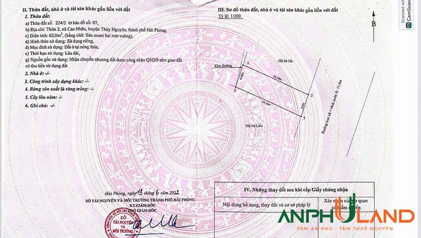 Chính chủ chào bán lô đất 62m2 vuông vắn tại Phường Lê Ích Mộc (xã Cao Nhân), TP Hải Phòng