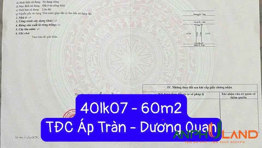 Cần bán lô đất giá sốc tại TĐC Áp Tràn, Phường Thủy Nguyên (xã Dương Quan), TP Hải Phòng