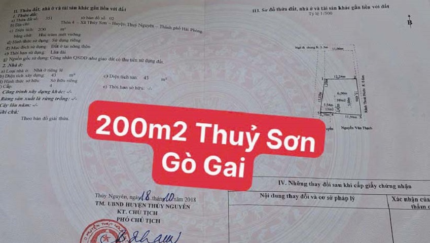 Bán lô đất đẹp cạnh KĐT Gò Gai, phường Thuỷ Nguyên, TP Hải Phòng