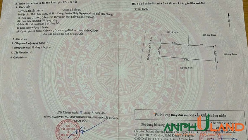 Chuyển nhượng lô đất 69m2 tại Phường Thuỷ Nguyên (xã Hoa Động), TP Hải Phòng