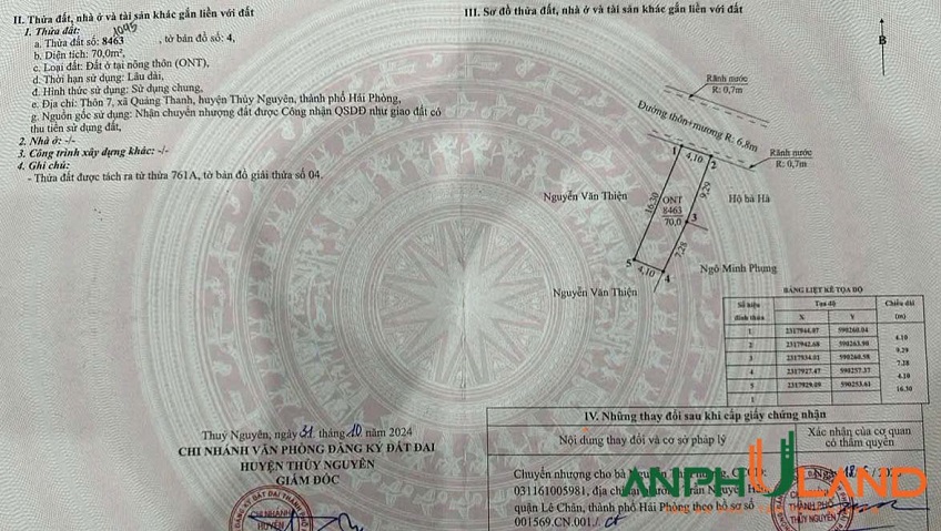 Bán đất mặt đường nhựa phường Lê Ích Mộc (Quảng Thanh), TP Hải Phòng