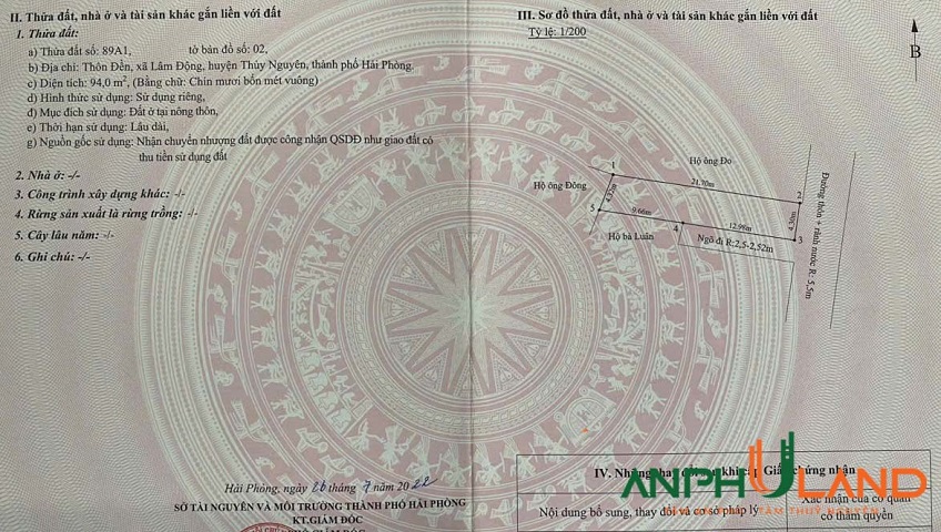 Bán lô góc mặt đường TDP Đền, phường Thiên Hương, TP Hải Phòng